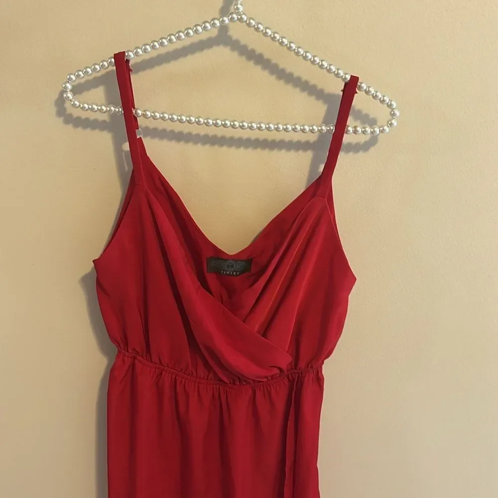 Tinley red faux wrap dress size medium - Picture 2 of 5